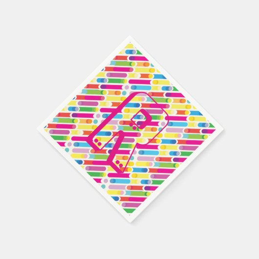 Monogram Rainbow Diagonal Lines Muster Pop Art Serviette (Ecke)