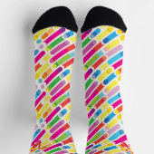 Monogram Rainbow Diagonal Lines Muster Pop Art Socken (Oben)