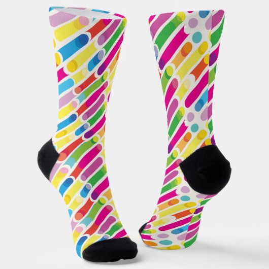 Monogram Rainbow Diagonal Lines Muster Pop Art Socken (Gewinkelt)