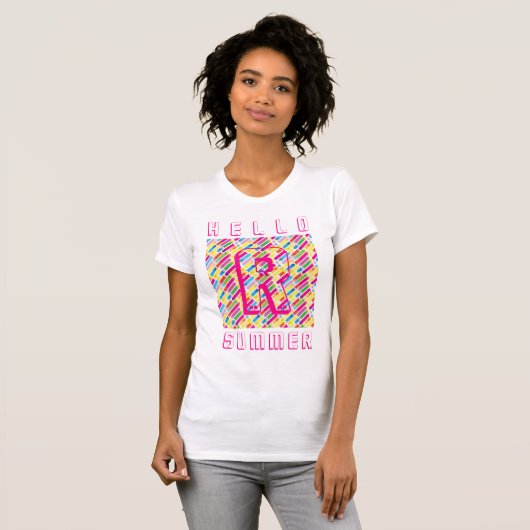Monogram Rainbow Diagonal Lines Muster Pop Art T-Shirt (Vorne ganz)