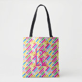 Monogram Rainbow Diagonal Lines Muster Pop Art Tasche (Vorderseite)