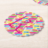 Monogram Rainbow Diagonal Lines Muster Pop Art Untersetzer (angewinkelt)