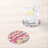 Monogram Rainbow Diagonal Lines Muster Pop Art Untersetzer (Vor Ort)