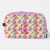 Monogram Rainbow Diagonal Lines Muster Pop Art Waschbeutel (Vorderseite)