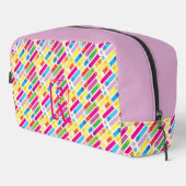 Monogram Rainbow Diagonal Lines Muster Pop Art Waschbeutel (Rechte Ecke)