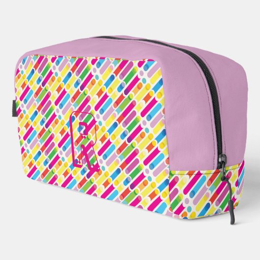 Monogram Rainbow Diagonal Lines Muster Pop Art Waschbeutel (Rechte Ecke)