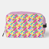 Monogram Rainbow Diagonal Lines Muster Pop Art Waschbeutel (Rückseite)