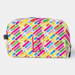 Monogram Rainbow Diagonal Lines Muster Pop Art Waschbeutel