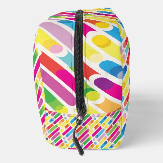 Monogram Rainbow Diagonal Lines Muster Pop Art Waschbeutel (Rechts)