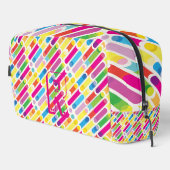 Monogram Rainbow Diagonal Lines Muster Pop Art Waschbeutel (Rechte Ecke)