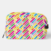 Monogram Rainbow Diagonal Lines Muster Pop Art Waschbeutel (Rückseite)