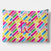 Monogram Rainbow Diagonal Lines Muster Pop Art Zubehörtasche (Vorderseite)