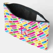 Monogram Rainbow Diagonal Lines Muster Pop Art Zubehörtasche (Offen)