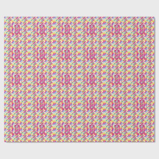Monogram Rainbow Diagonal Lines Pattern Pop Art Geschenkpapier (Flach)