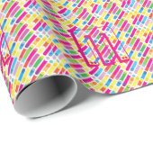 Monogram Rainbow Diagonal Lines Pattern Pop Art Geschenkpapier (Rolleneckpunkt)