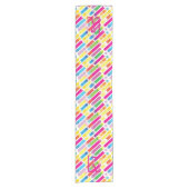 Monogram Rainbow Diagonal Lines Pattern Pop Art Kurzer Tischläufer (Vorderseite)