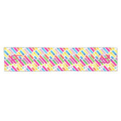 Monogram Rainbow Diagonal Lines Pattern Pop Art Kurzer Tischläufer (Horizontal)