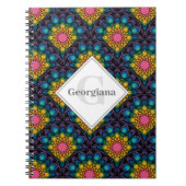 Monogram Rainbow Floral Fountain Art Deco Scallops Notizblock (Vorderseite)