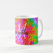 Monogram Rainbow Gefärbte Krawatte Imitat Glitzer Kaffeetasse (VorderseiteRechts)