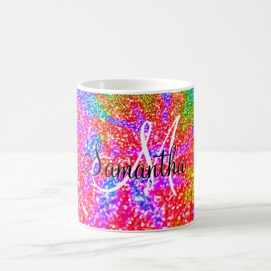 Monogram Rainbow Gefärbte Krawatte Imitat Glitzer Kaffeetasse (Mittel)