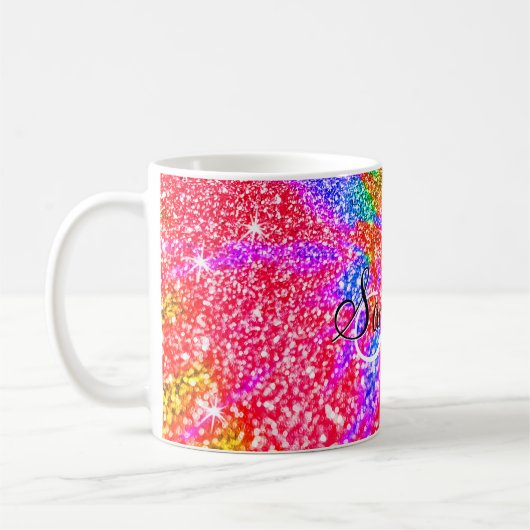 Monogram Rainbow Gefärbte Krawatte Imitat Glitzer Kaffeetasse (Links)