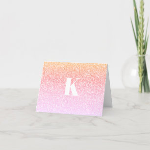 Monogram Rainbow Glitzer Glam Baby Shower Ombre Dankeskarte