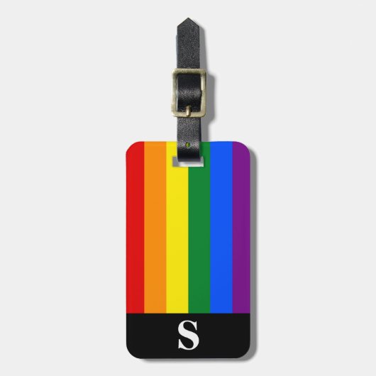 Monogram Rainbow Lesbian Gay Bisexual Transgender Gepäckanhänger (Vorderseite vertikal)