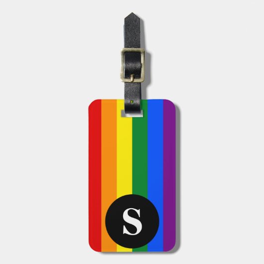 Monogram Rainbow Lesbian Gay Bisexual Transgender Gepäckanhänger (Vorderseite vertikal)
