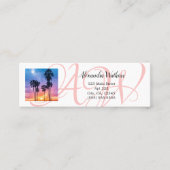 Monogram Rainbow Palm Tree Sunset Foto Personal Mini Visitenkarte (Vorderseite)