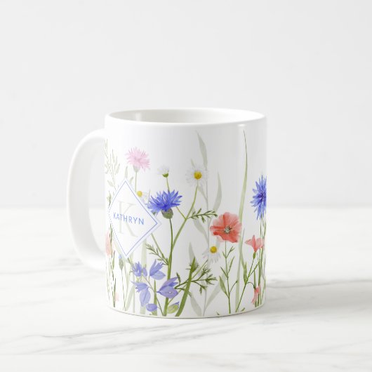 Monogram Rainbow Wild Blume Personal Kaffeetasse (Vorderseite Links)