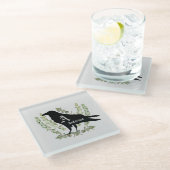 Monogram Raven Spirit Animal Totem Glasuntersetzer (Schrägansicht)