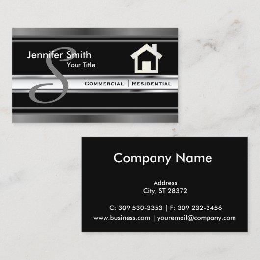 Monogram Real Anwesen Beruflich Agent Visitenkarte (Vorne/Hinten)