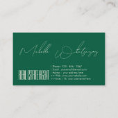 Monogram REAL ESTATE AGENT modern script Visitenkarte (Rückseite)