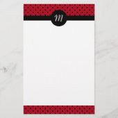 Monogram Red and Black Polka Dots Briefpapier (Vorderseite)