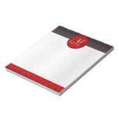 Monogram Red and Black Polka Dots Notizblock (Rotiert)