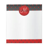 Monogram Red and Black Polka Dots Notizblock (Vorderseite)