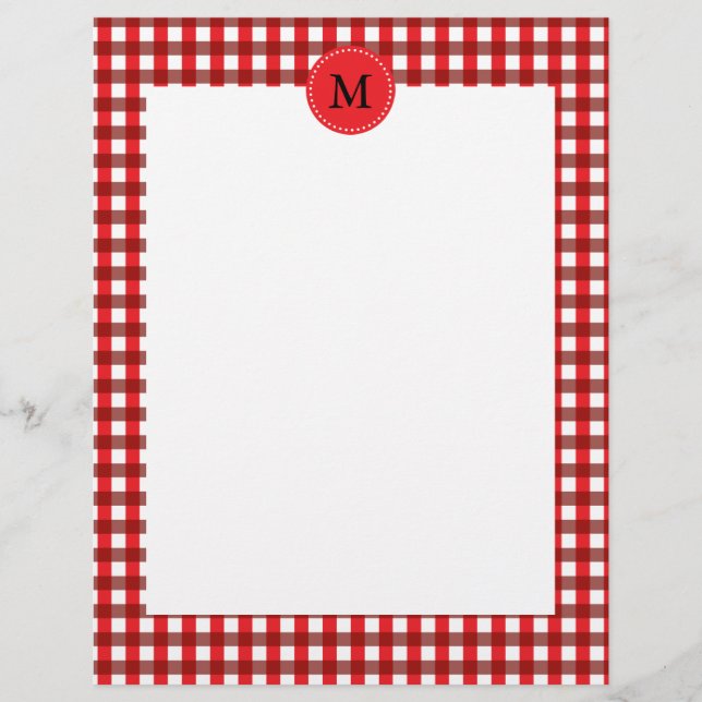 Monogram Red and White Gingham Pattern (Vorderseite)