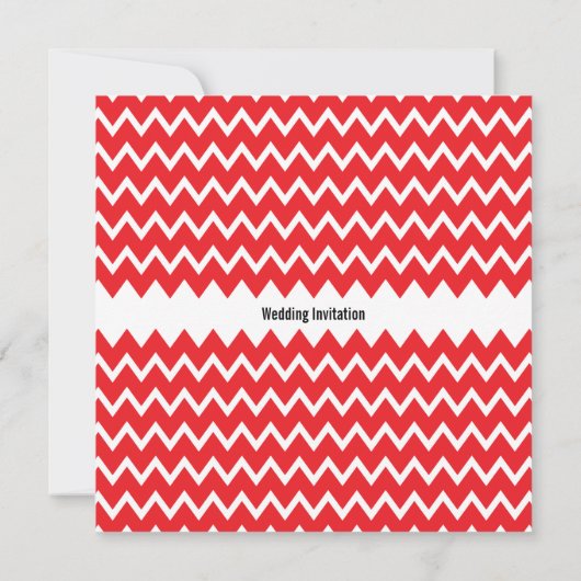 Monogram Red and White Zickzack Pattern Wedding Einladung (Rückseite)