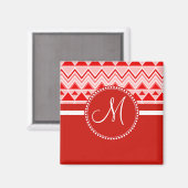 Monogram Red Aztec Andes Tribal Mountains Triangle Magnet (Vorderseite/Rückseite)