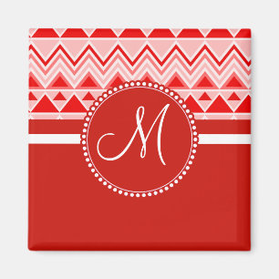 Monogram Red Aztec Andes Tribal Mountains Triangle Magnet