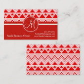 Monogram Red Aztec Andes Tribal Mountains Triangle Visitenkarte (Vorne/Hinten)