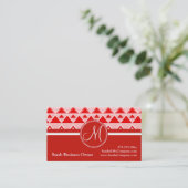 Monogram Red Aztec Andes Tribal Mountains Triangle Visitenkarte (Stehend Vorderseite)