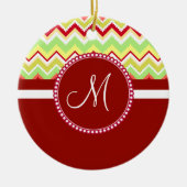 Monogram Red Aztec Andes Tribal Zickzack Zig Zags Keramik Ornament (Vorne)