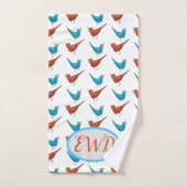 Monogram Red Bird Bluebird Badhandtuch Set (Handtuch)