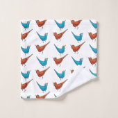 Monogram Red Bird Bluebird Badhandtuch Set (Waschlappen)
