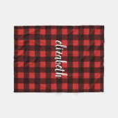 Monogram Red Black Buffalo Karierter Individuelle Fleecedecke (Vorderseite (Horizontal))