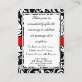 Monogram Red Black Damask Wedding Empfang Cards Begleitkarte (Rückseite)