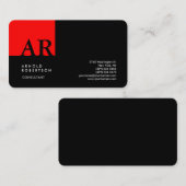 Monogram Red Black Modern Liner Visitenkarte (Vorne/Hinten)