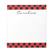 Monogram Red Black Niedlich Chic Polka Dot Pattern Notizblock (Vorderseite)
