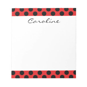 Monogram Red Black Niedlich Chic Polka Dot Pattern Notizblock
